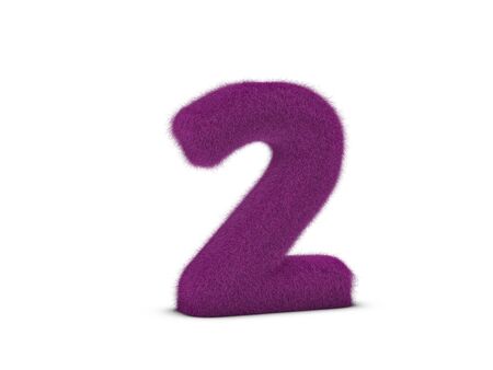 Fur number Two on a white background. 3d illustration.の写真素材