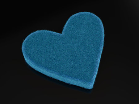 Fur heart symbol on a white background. 3d illustration.