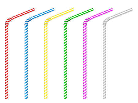 Drinking straw set on a white background. Vector illustration.のイラスト素材
