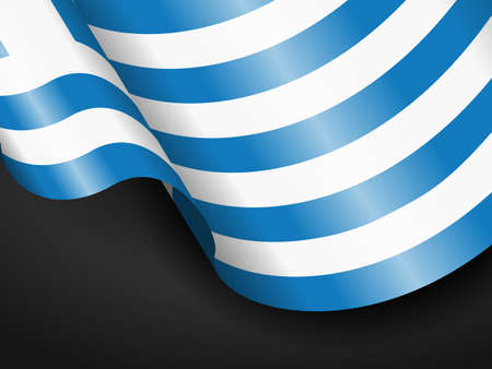 Waving Greece flag on black background. Vector illustration.のイラスト素材
