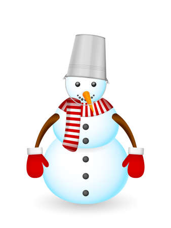 Snowman on a white background. Vector illustration.のイラスト素材