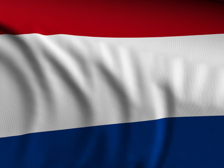 Waving close-up Netherlands flag background. 3d illustration.