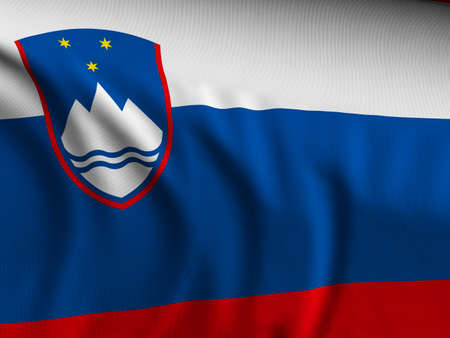 Waving close-up Slovenia flag background. 3d illustration.の写真素材