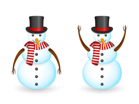 Snowman set on a white background. Vector illustration.のイラスト素材