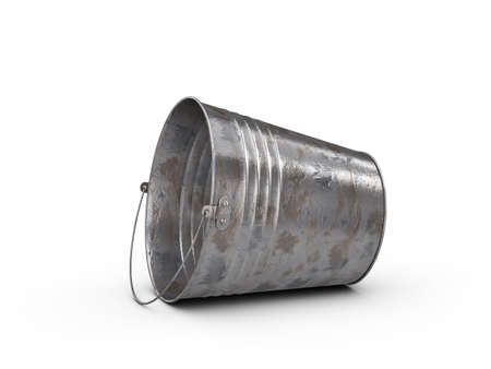 Metal bucket on a white background. 3d illustration.の写真素材