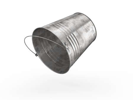 Metal bucket on a white background. 3d illustration.の写真素材