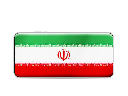Iran flag on smartphone screen. Vector illustration.のイラスト素材