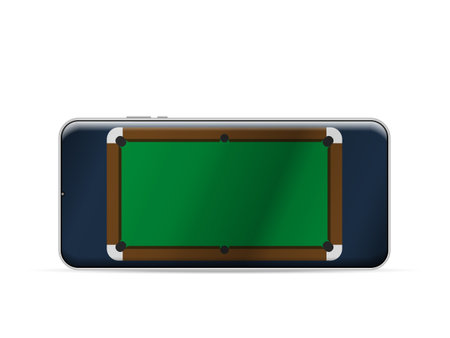 Smartphone billiard table on a white background. Vector illustration.
