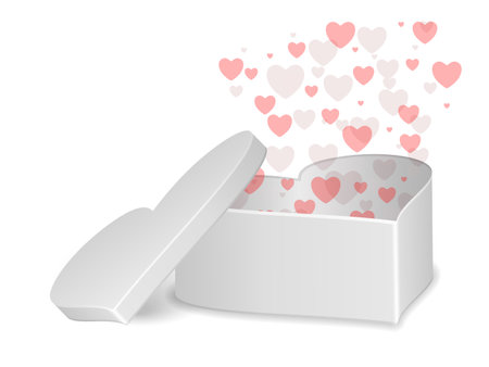 Heart box with hearts on a white background. Vector illustration.のイラスト素材