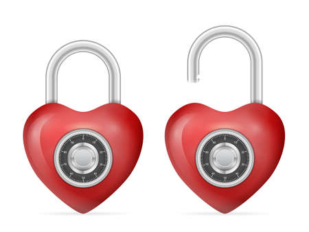 Padlock heart set on a white background. Vector illustration.のイラスト素材