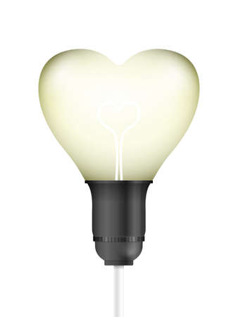 Light bulb heart on a white background. Vector illustration.のイラスト素材