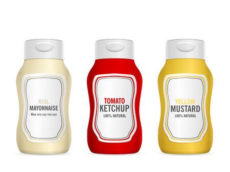 Sauce bottles on a white background. Vector illustration.のイラスト素材