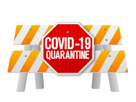 Road safety barrier covid-19 quarantine on a white background. Vector illustration.のイラスト素材