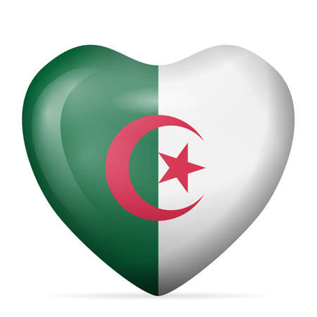 Heart Algeria flag on a white background. Vector illustration.のイラスト素材
