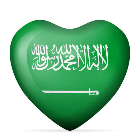 Heart Saudi Arabia flag on a white background. Vector illustration.のイラスト素材