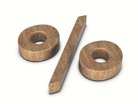 Wood percentage symbol on a white background. 3d illustration.