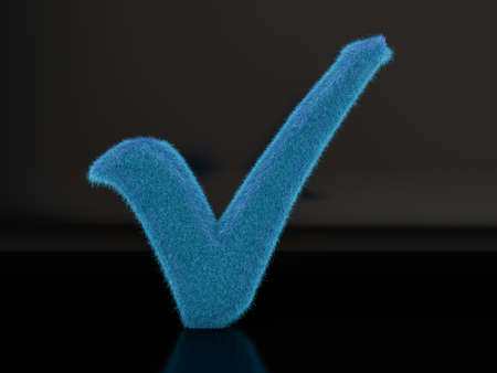 Fur check mark symbol on a white background. 3d illustration.の写真素材