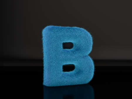 Fur letter B on a black background. 3d illustration.の写真素材