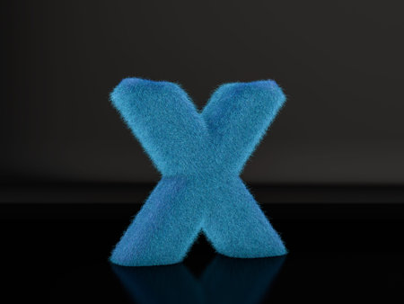 Fur letter X on a black background. 3d illustration.