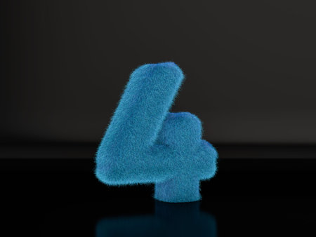 Fur number Four on a black background. 3d illustration.