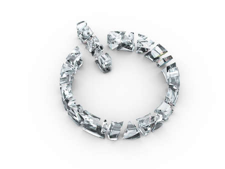 Broken glass power symbol on a white background. 3d illustration.の写真素材