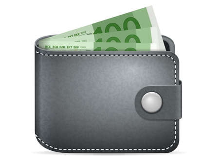 Wallet with banknotes on a white background.のイラスト素材