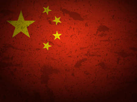 Grunge China flag textured background. Vector illustration.のイラスト素材
