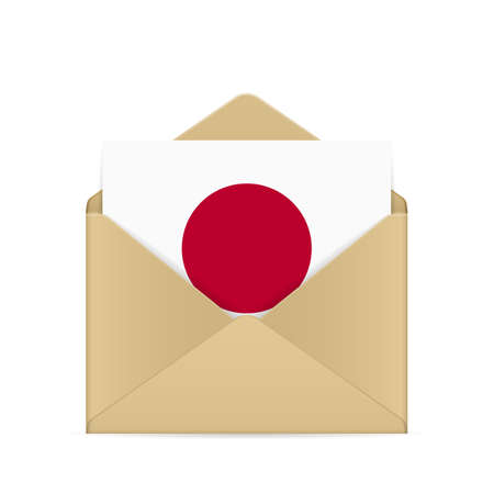 Envelope with Japan flag on a white background. Vector illustration.のイラスト素材