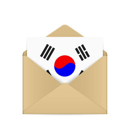 Envelope with South Korea flag on a white background. Vector illustration.のイラスト素材