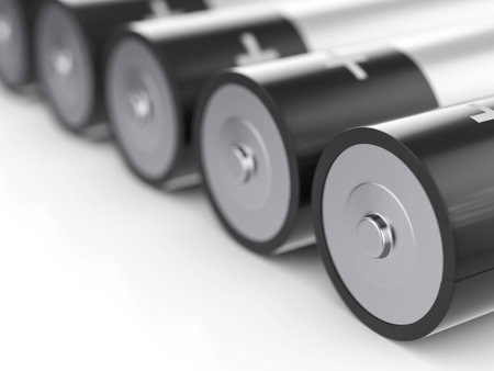 Batteries on a white background. 3d illustration.