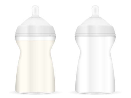 Feeding bottle set on a white background. Vector illustration.のイラスト素材