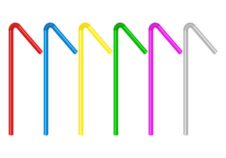 Drinking straw set on a white background. Vector illustration.のイラスト素材