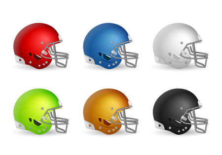 Football helmet set on a white background. Vector illustration.のイラスト素材