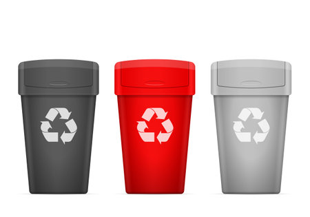 Swing lid trash cans on a white background. Vector illustration.のイラスト素材