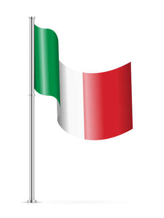 Wavy flag of Italy on a white background. Vector illustration.のイラスト素材