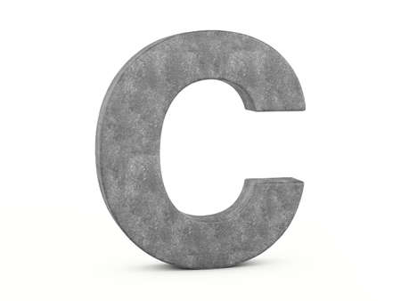 Concrete letter C on a white background. 3d illustration.の写真素材