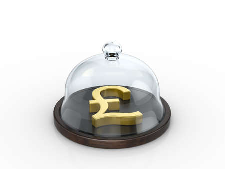 Pound symbol under the dome on a white background. 3d illustration.の写真素材