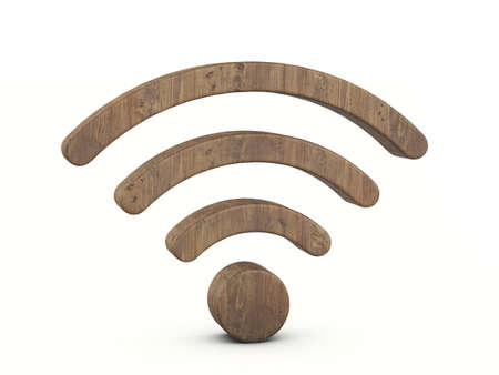 Wood wifi symbol on a white background. 3d illustration.の写真素材