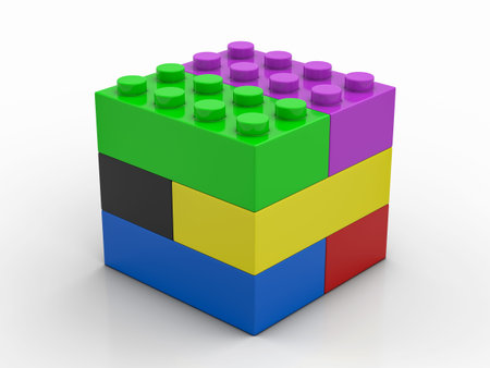 Toy blocks on a white background. 3d illustration.