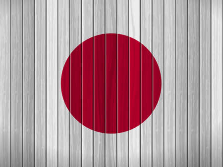 Japan flag on wooden background. Vector illustration.のイラスト素材