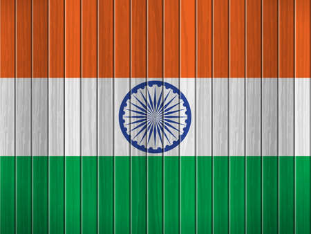 India flag on wooden background. Vector illustration.のイラスト素材