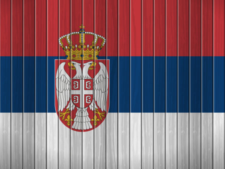 Serbia flag on wooden background. Vector illustration.のイラスト素材