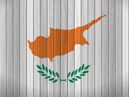 Cyprus flag on wooden background. Vector illustration.のイラスト素材