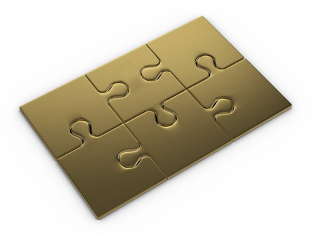 Puzzle pieces on a white background. 3d illustration.の写真素材