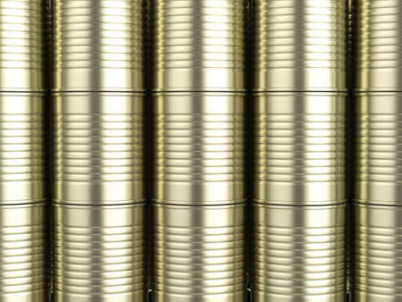 Background formed by tin cans. 3d illustration.の写真素材