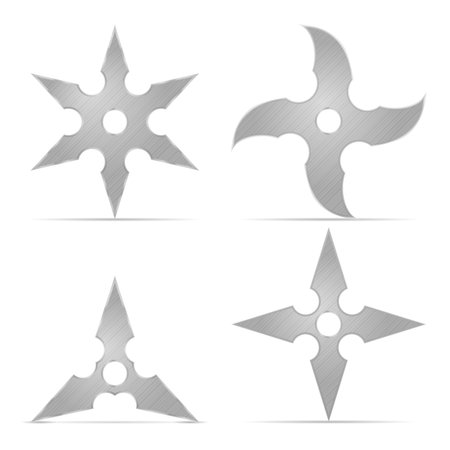 Shuriken set on a white background. Vector illustration.のイラスト素材