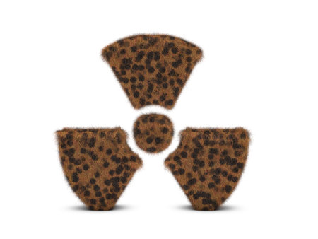 Fur radiation symbol on a white background. 3d illustration.