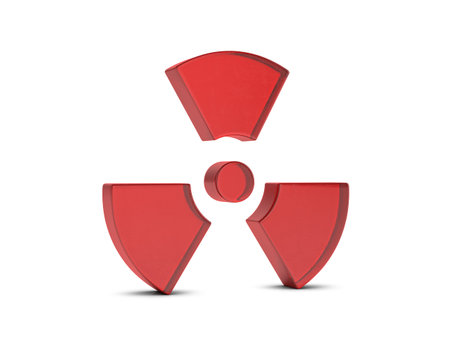 Glass radiation symbol on a white background. 3d illustration.