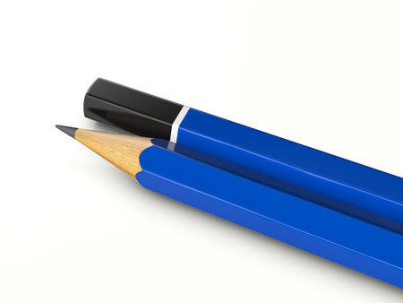 Pencils on a white background. 3d illustration.