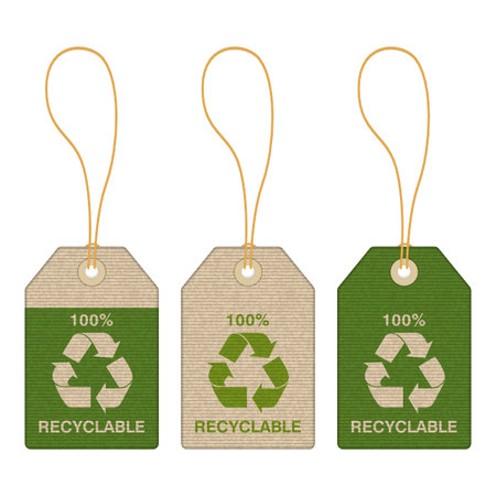 Price tag set with recycle symbol on a white background.のイラスト素材